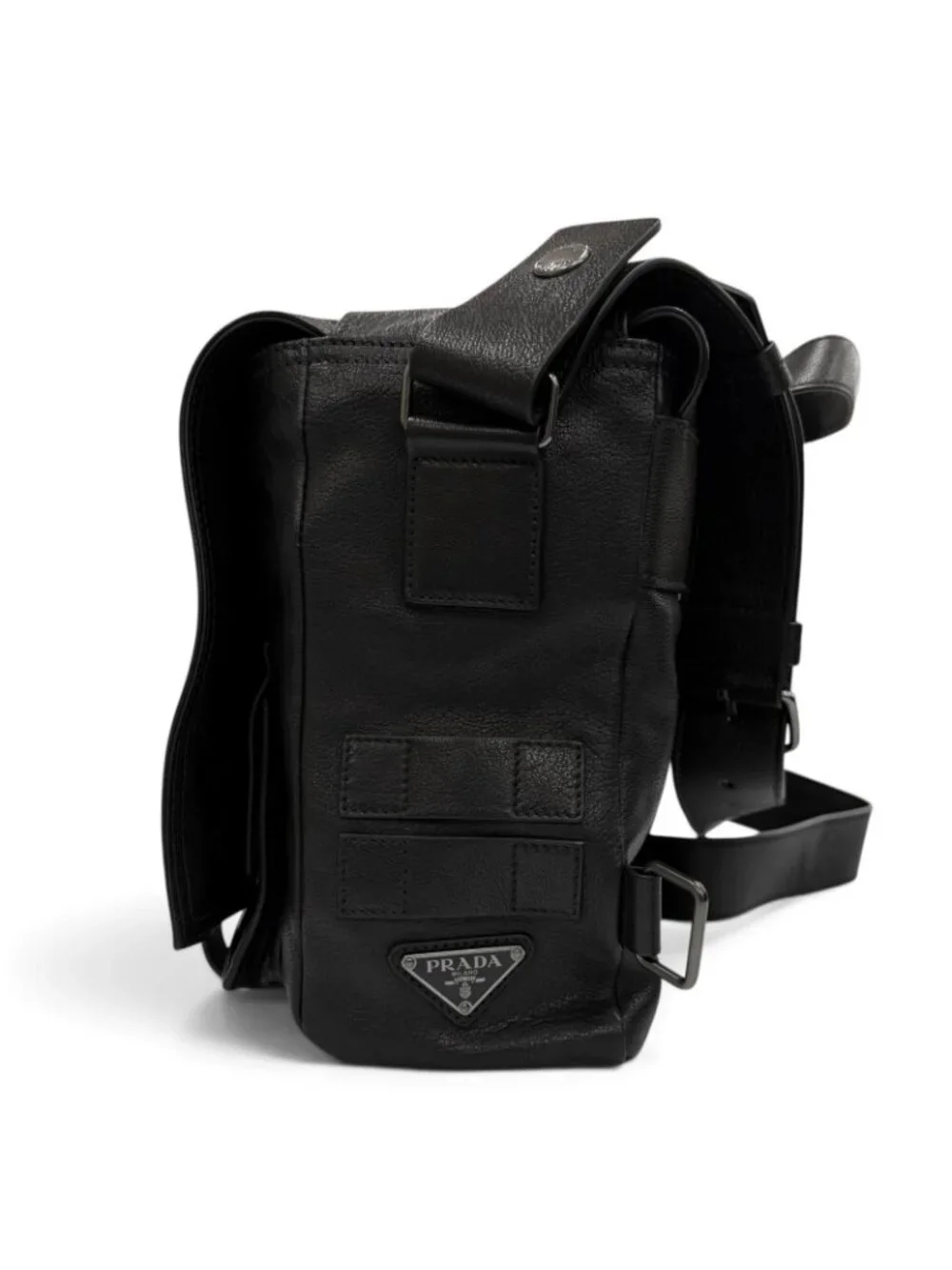 Prada Buffalo Leather Messenger Bag Black